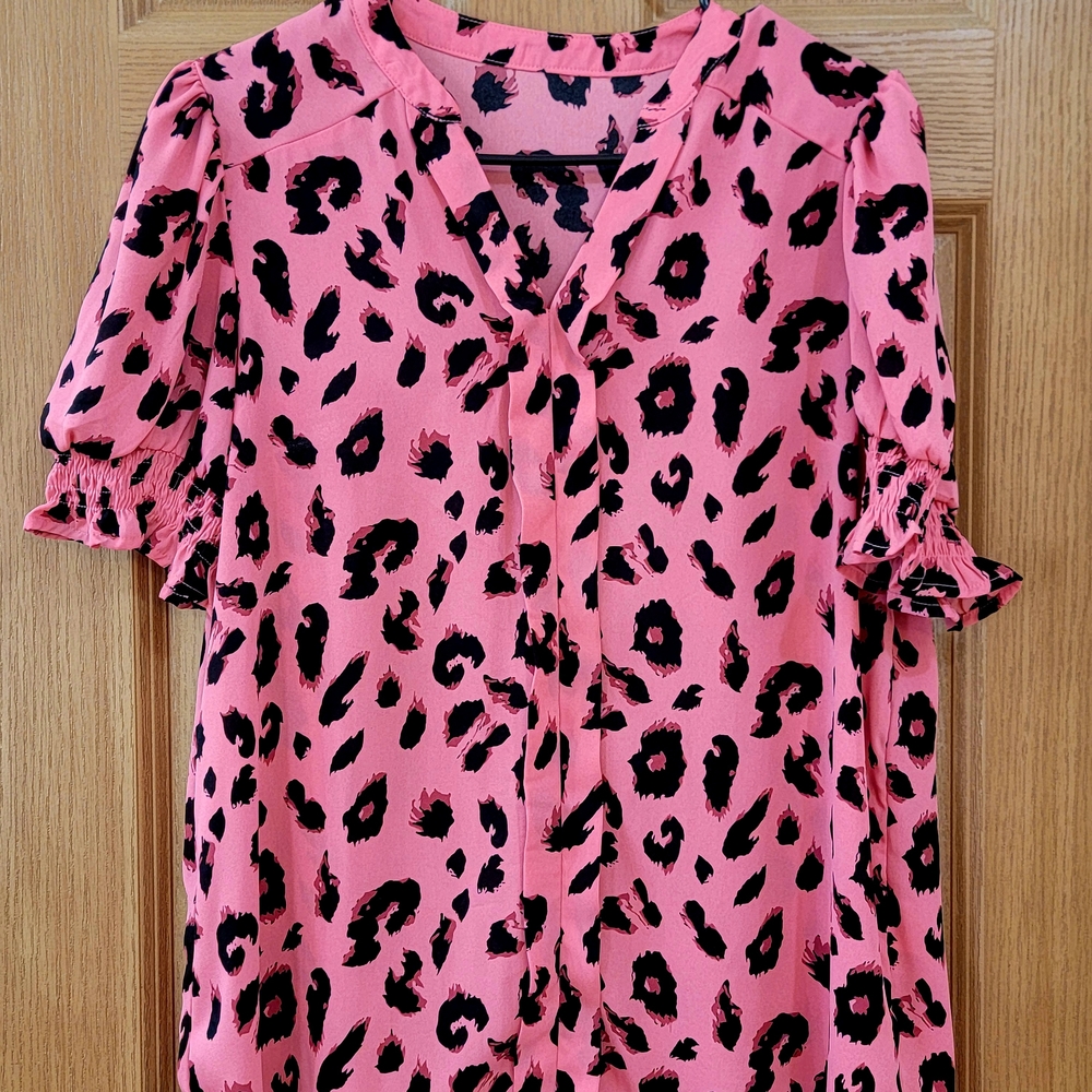 Chic Pink Animal Print Blouse